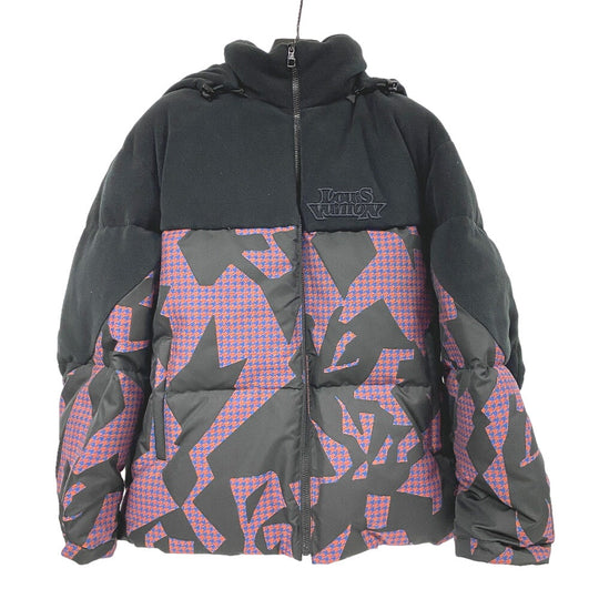 LOUIS VUITTON Down jacket 1AAUTR polyester black 23Stainless Steel Fleece Jacket Outerwear RM231M BIMATERIAL HOODED mens 48 Used Authentic