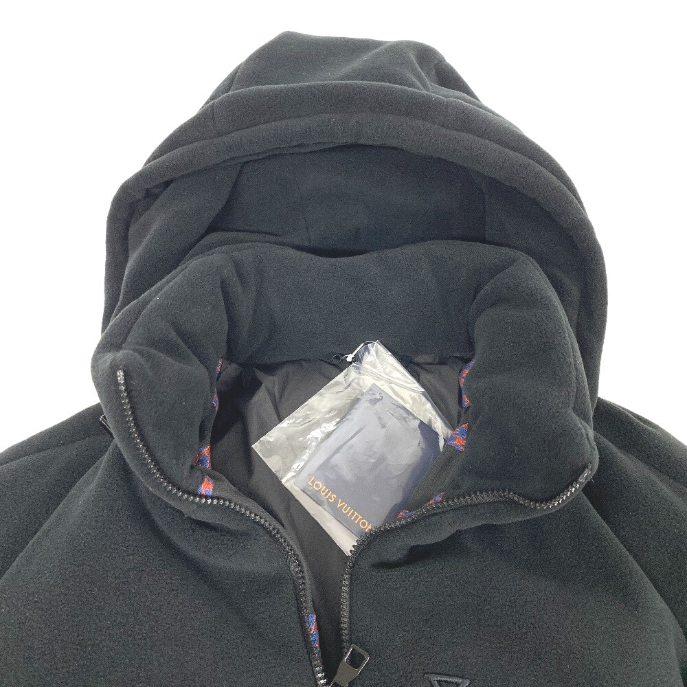 LOUIS VUITTON Down jacket 1AAUTR polyester black 23Stainless Steel Fleece Jacket Outerwear RM231M BIMATERIAL HOODED mens 48 Used Authentic