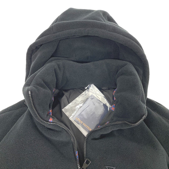 LOUIS VUITTON Down jacket 1AAUTR polyester black 23Stainless Steel Fleece Jacket Outerwear RM231M BIMATERIAL HOODED mens 48 Used Authentic