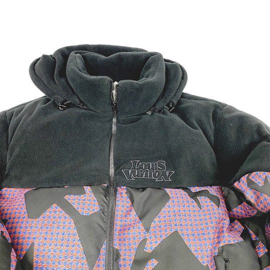 LOUIS VUITTON Down jacket 1AAUTR polyester black 23Stainless Steel Fleece Jacket Outerwear RM231M BIMATERIAL HOODED mens 48 Used Authentic
