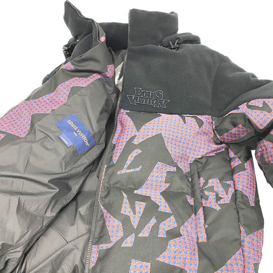 LOUIS VUITTON Down jacket 1AAUTR polyester black 23Stainless Steel Fleece Jacket Outerwear RM231M BIMATERIAL HOODED mens 48 Used Authentic