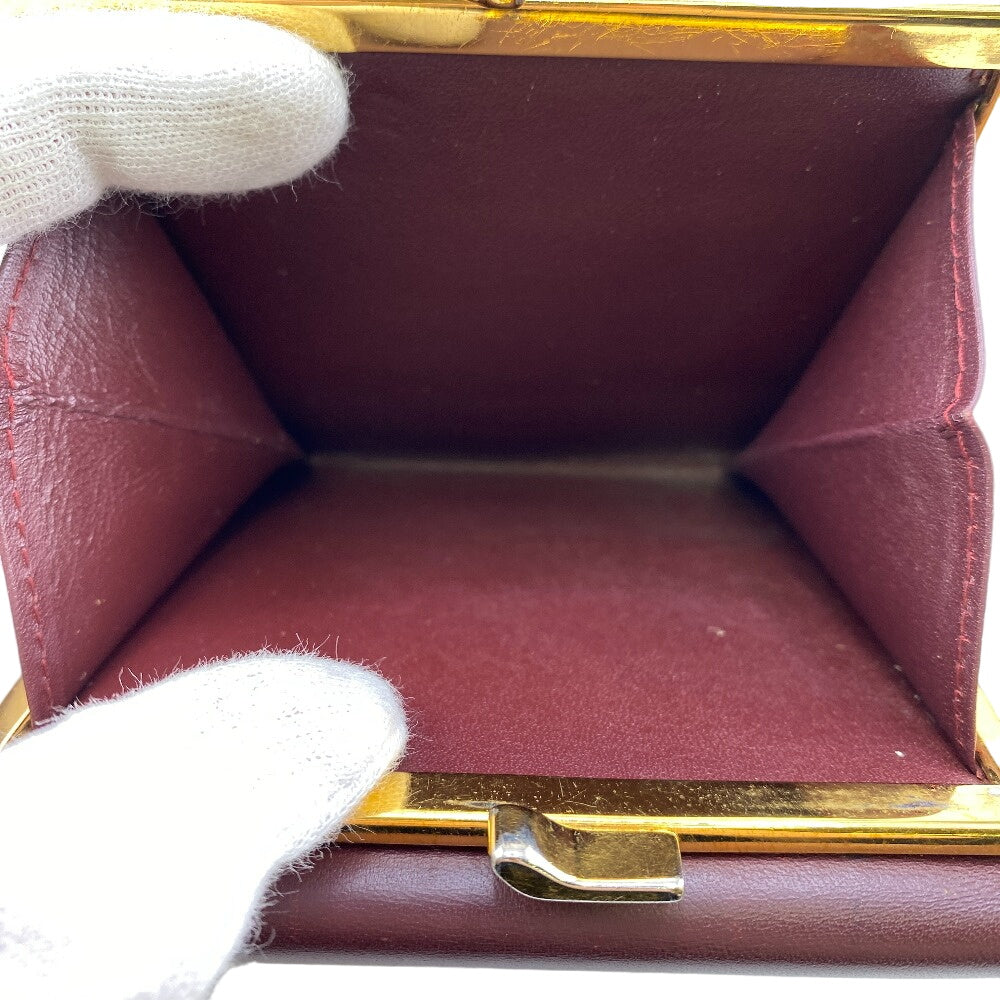 CARTIER Tri-fold wallet leather wine-red unisex(Unisex) Used Authentic