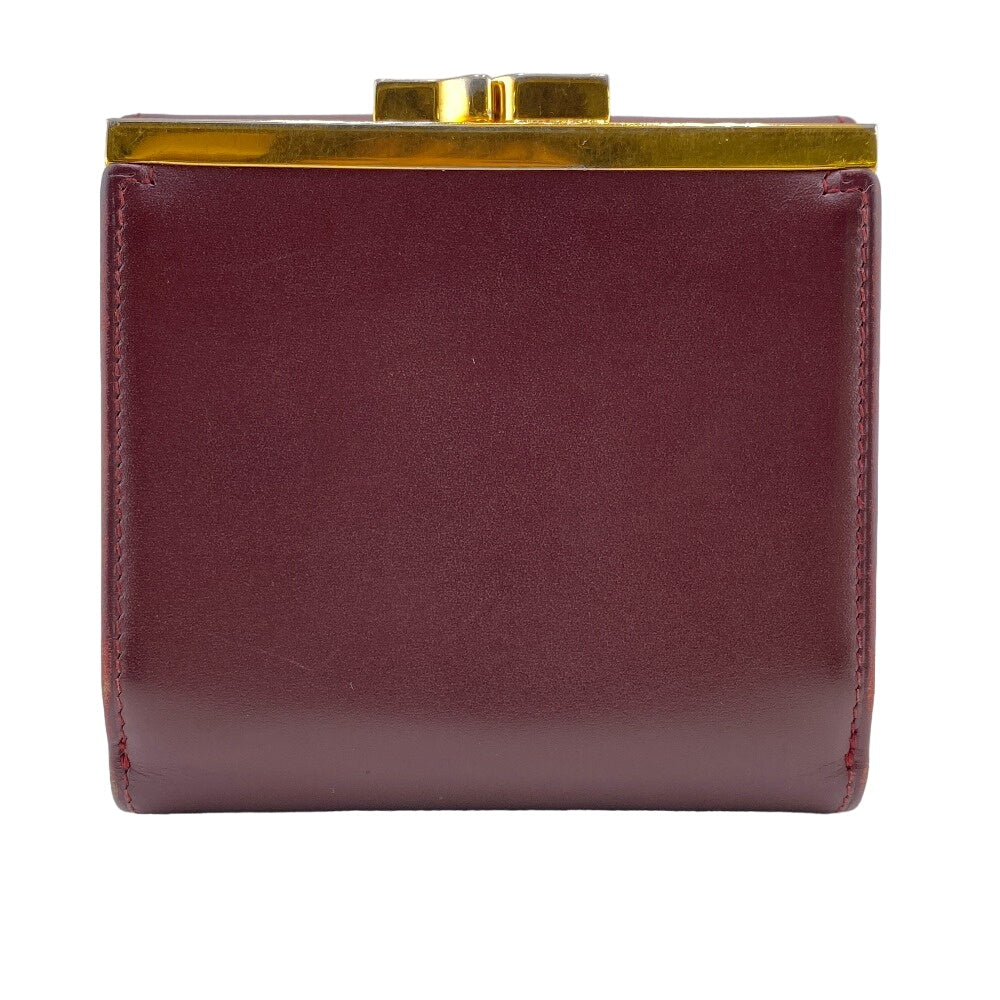 CARTIER Tri-fold wallet leather wine-red unisex(Unisex) Used Authentic