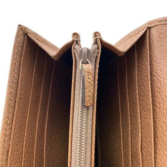 GUCCI Long Wallet Purse 323396 Canvas, Leather beige GG canvas Zippered Coin Pocket Long Wallet Women Used Authentic