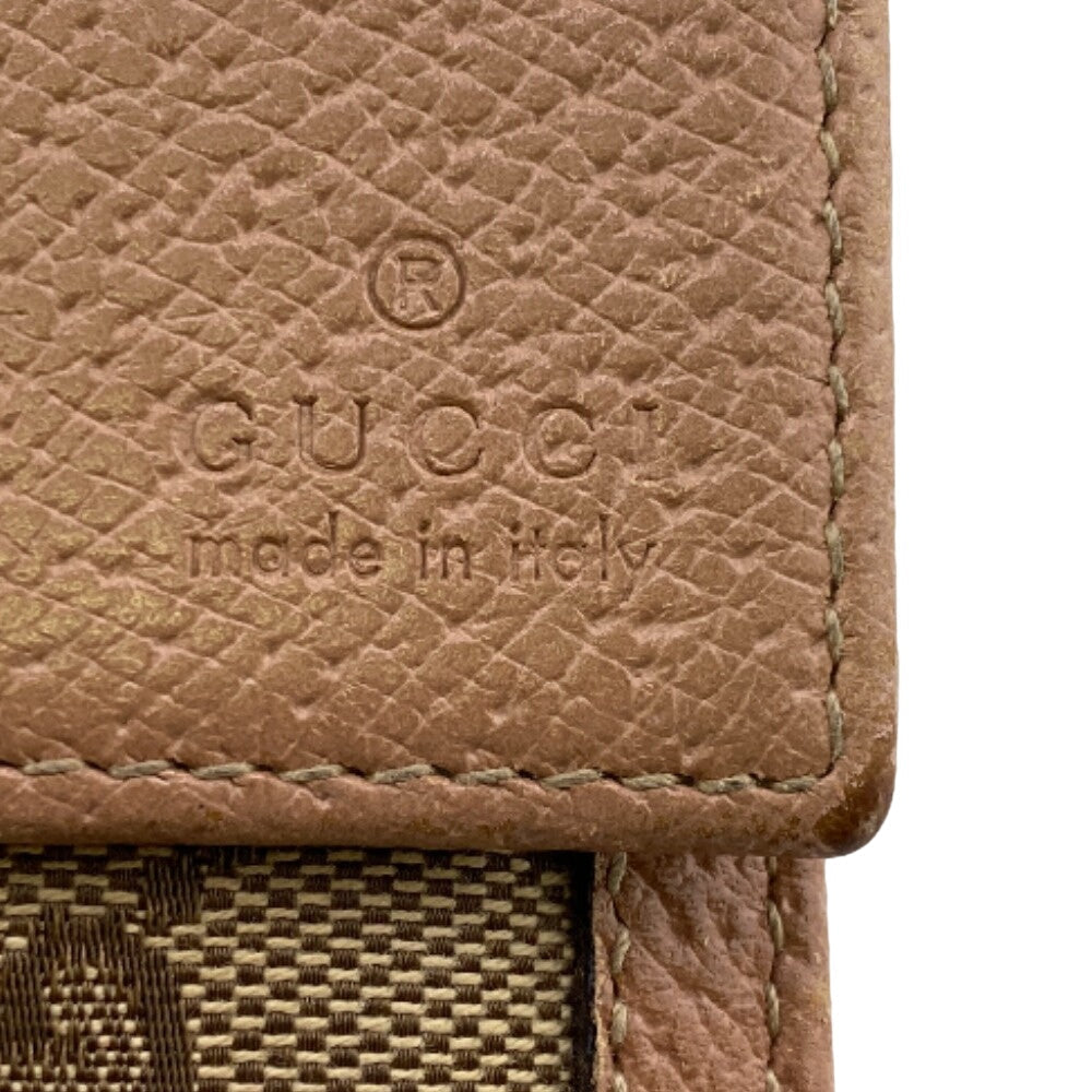 GUCCI Long Wallet Purse 323396 Canvas, Leather beige GG canvas Zippered Coin Pocket Long Wallet Women Used Authentic