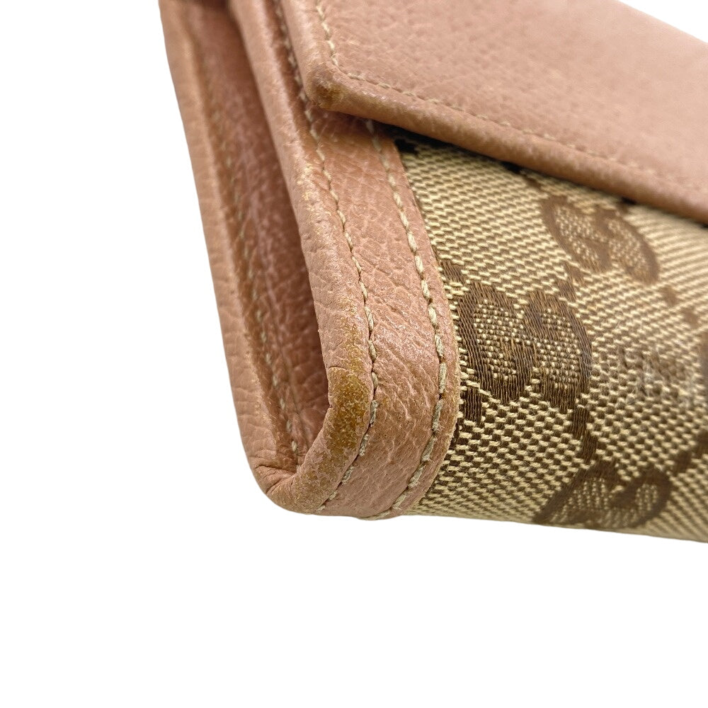 GUCCI Long Wallet Purse 323396 Canvas, Leather beige GG canvas Zippered Coin Pocket Long Wallet Women Used Authentic
