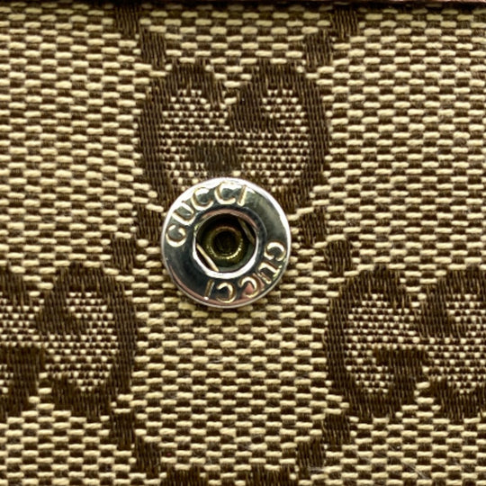 GUCCI Long Wallet Purse 323396 Canvas, Leather beige GG canvas Zippered Coin Pocket Long Wallet Women Used Authentic