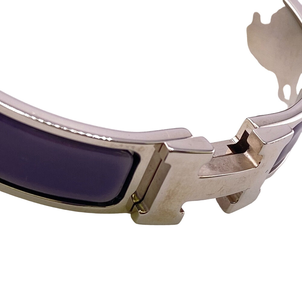 HERMES Bangle Gold Plated purple Click H bangle Fan Bangle Women Used Authentic