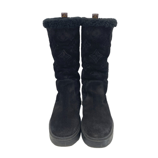 LOUIS VUITTON boots Suede, Mouton black Breezy line 36 1/2