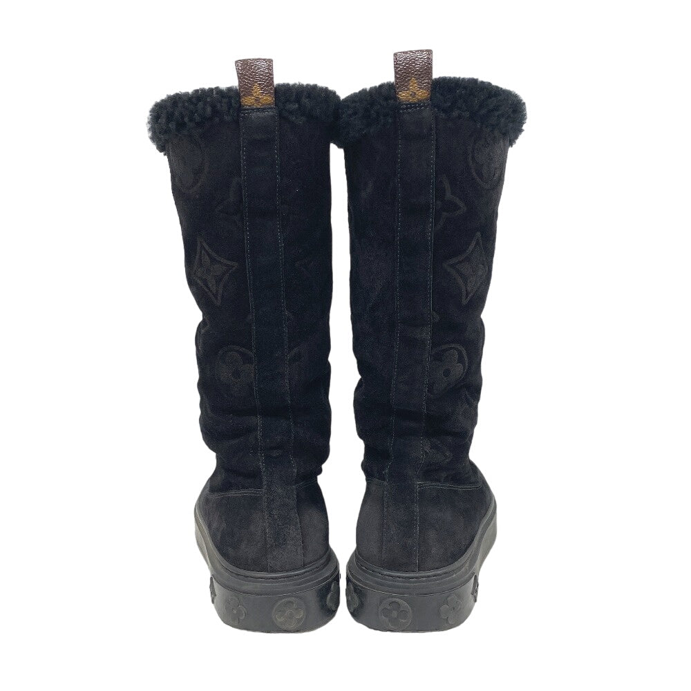 LOUIS VUITTON boots Suede, Mouton black Breezy line 36 1/2