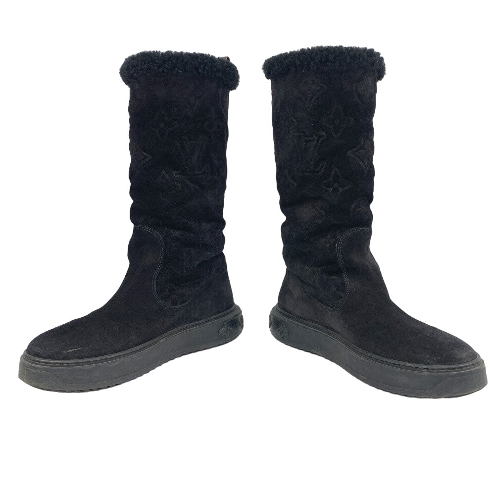 LOUIS VUITTON boots Suede, Mouton black Breezy line 36 1/2