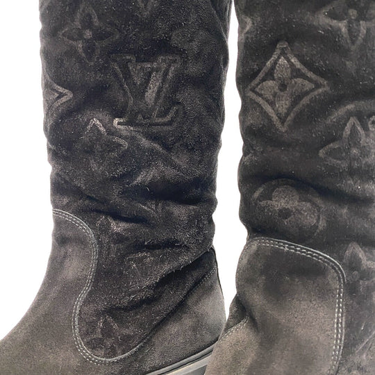 LOUIS VUITTON boots Suede, Mouton black Breezy line 36 1/2