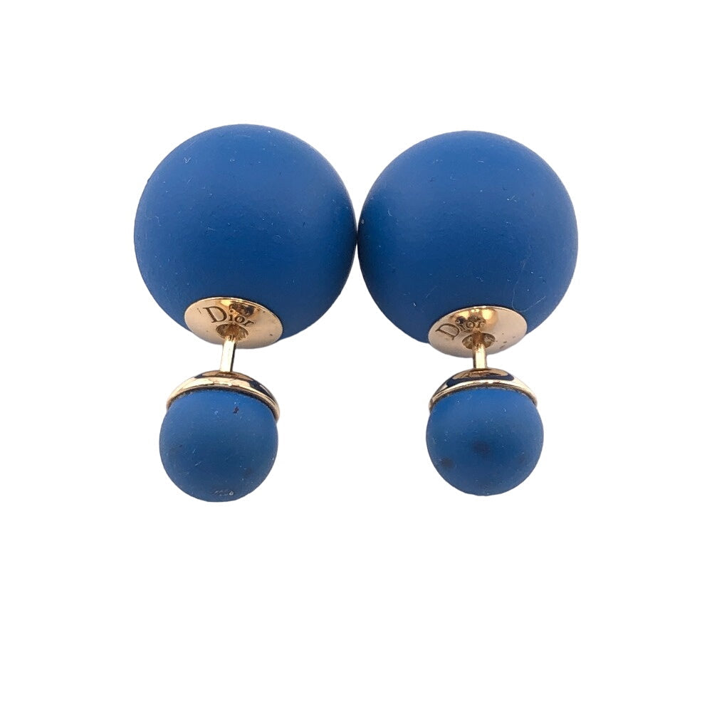 Christian Dior Pierce Gold Plated blue Dior Tribales rubber Tribal Women Used Authentic