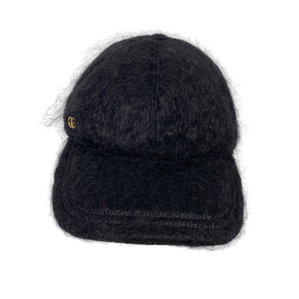 GUCCI cap 729349 wool black Baseball cap Double G Women(Unisex) L 58cm Used Authentic