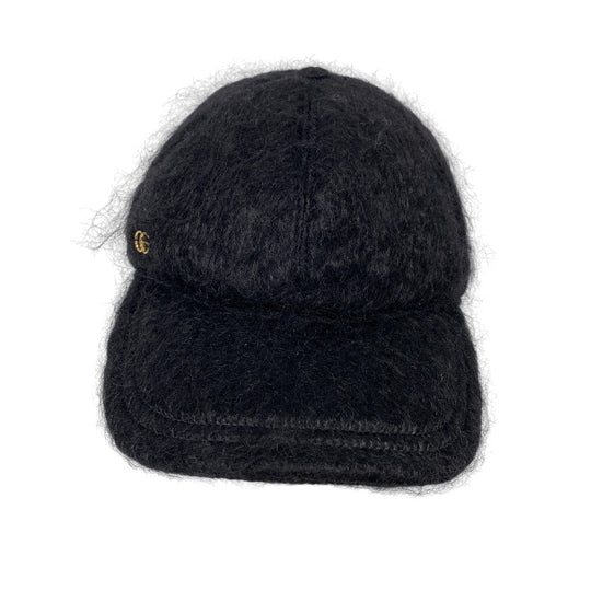 GUCCI cap 729349 wool black Baseball cap Double G Women(Unisex) L 58cm Used Authentic