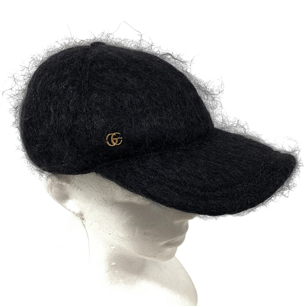 GUCCI cap 729349 wool black Baseball cap Double G Women(Unisex) L 58cm Used Authentic