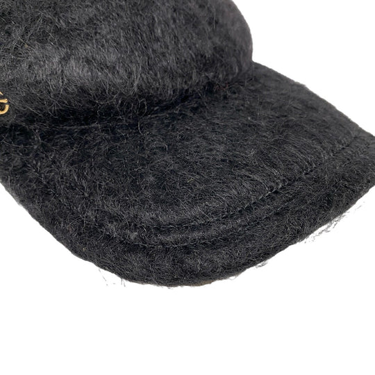 GUCCI cap 729349 wool black Baseball cap Double G Women(Unisex) L 58cm Used Authentic