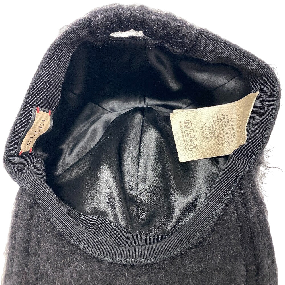 GUCCI cap 729349 wool black Baseball cap Double G Women(Unisex) L 58cm Used Authentic