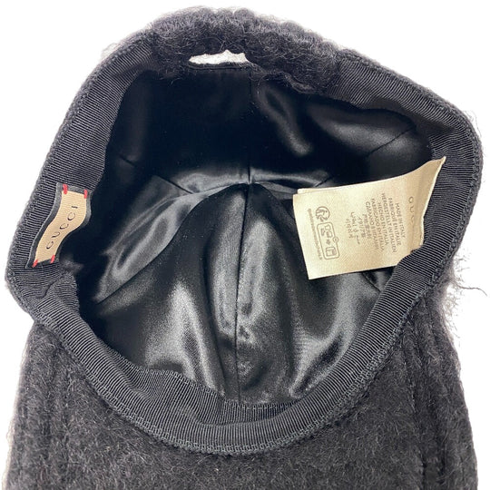 GUCCI cap 729349 wool black Baseball cap Double G Women(Unisex) L 58cm Used Authentic