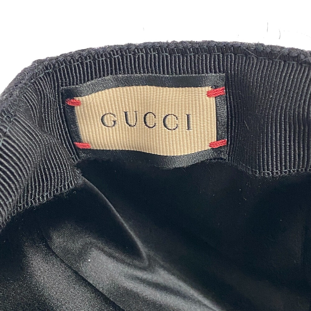 GUCCI cap 729349 wool black Baseball cap Double G Women(Unisex) L 58cm Used Authentic