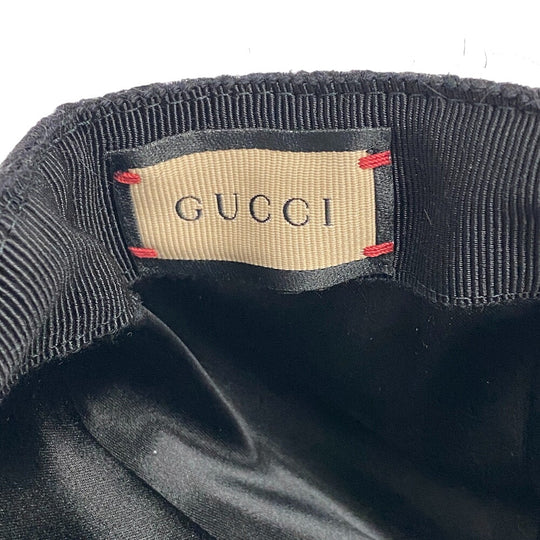 GUCCI cap 729349 wool black Baseball cap Double G Women(Unisex) L 58cm Used Authentic