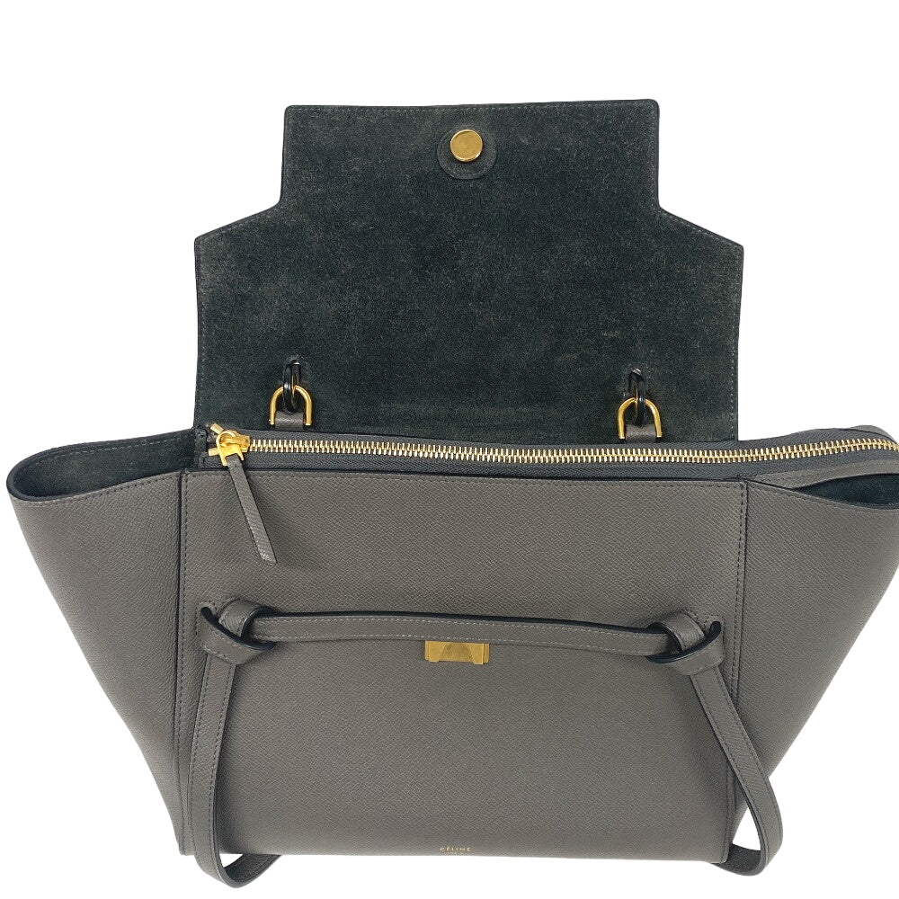 CELINE Handbag leather gray 2WAY Belt bag mini Women Used Authentic