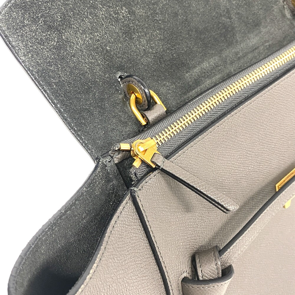CELINE Handbag leather gray 2WAY Belt bag mini Women Used Authentic