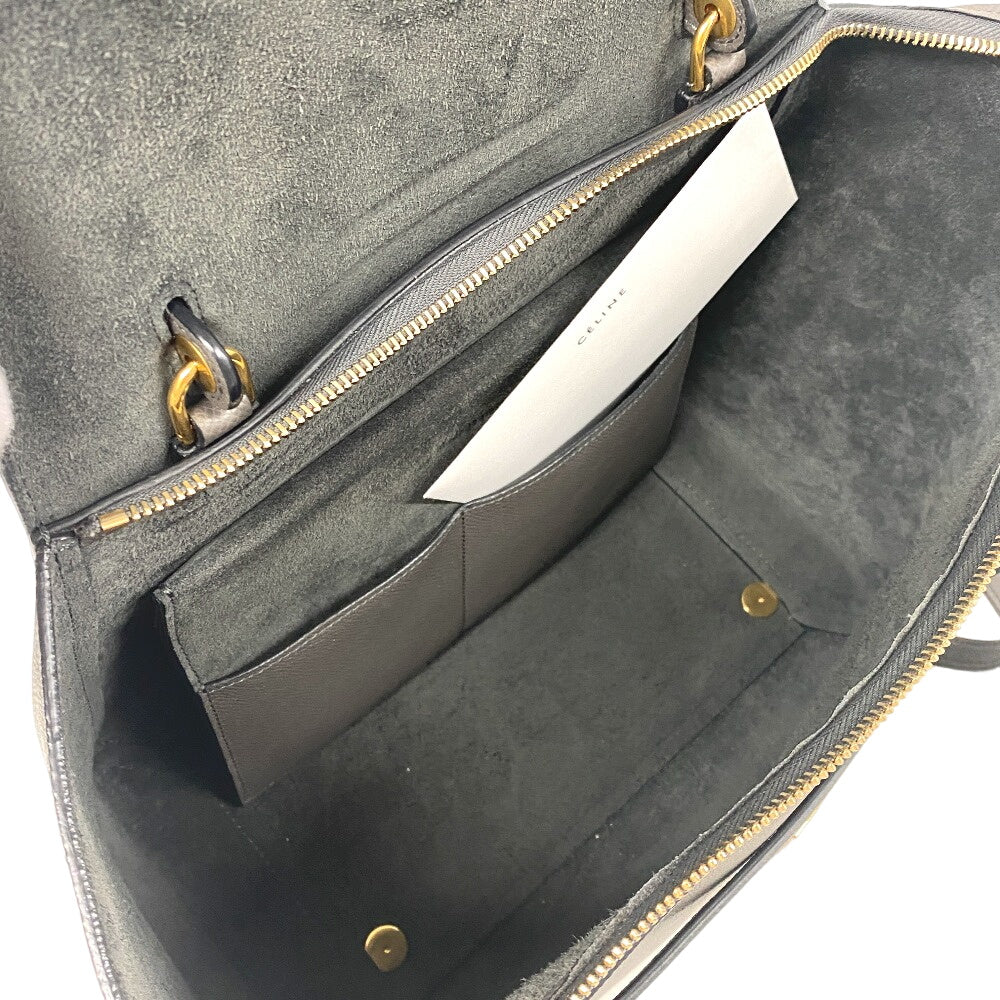 CELINE Handbag leather gray 2WAY Belt bag mini Women Used Authentic