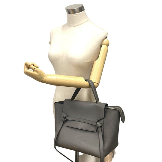 CELINE Handbag leather gray 2WAY Belt bag mini Women Used Authentic
