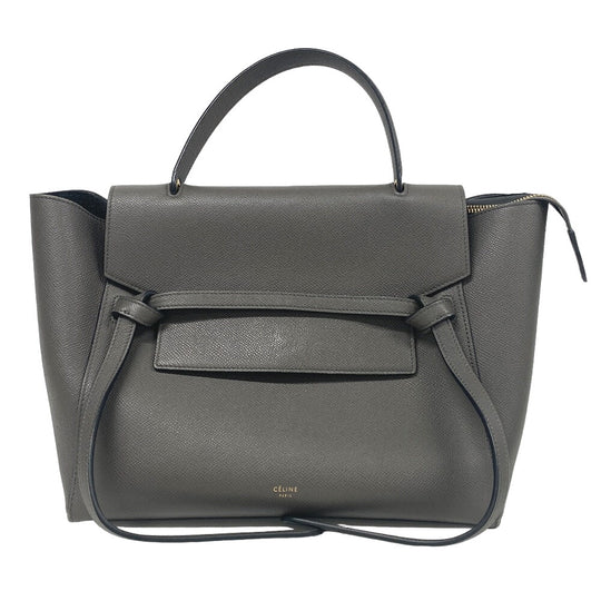 CELINE Handbag leather gray 2WAY Belt bag mini Women Used Authentic
