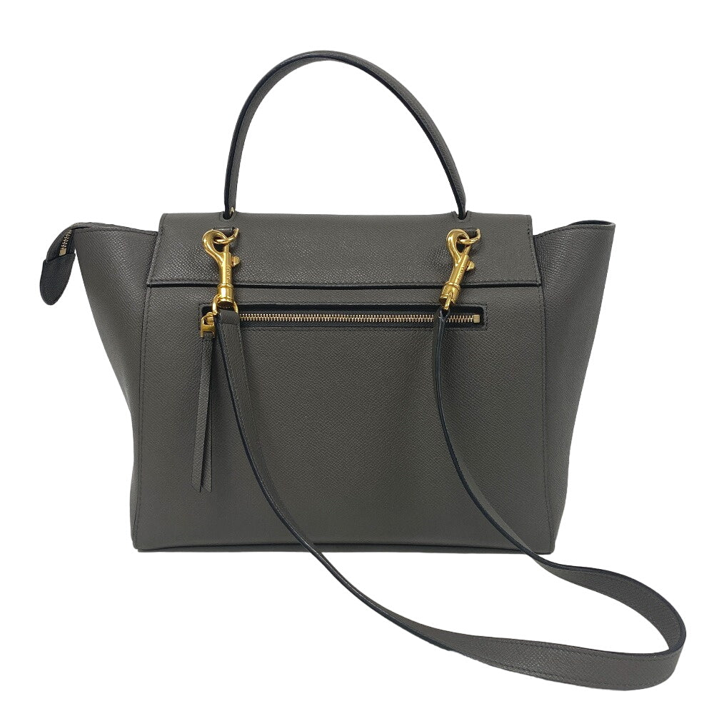CELINE Handbag leather gray 2WAY Belt bag mini Women Used Authentic