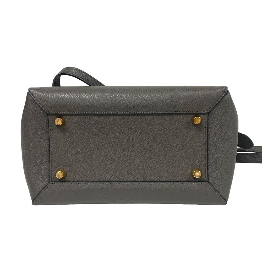 CELINE Handbag leather gray 2WAY Belt bag mini Women Used Authentic