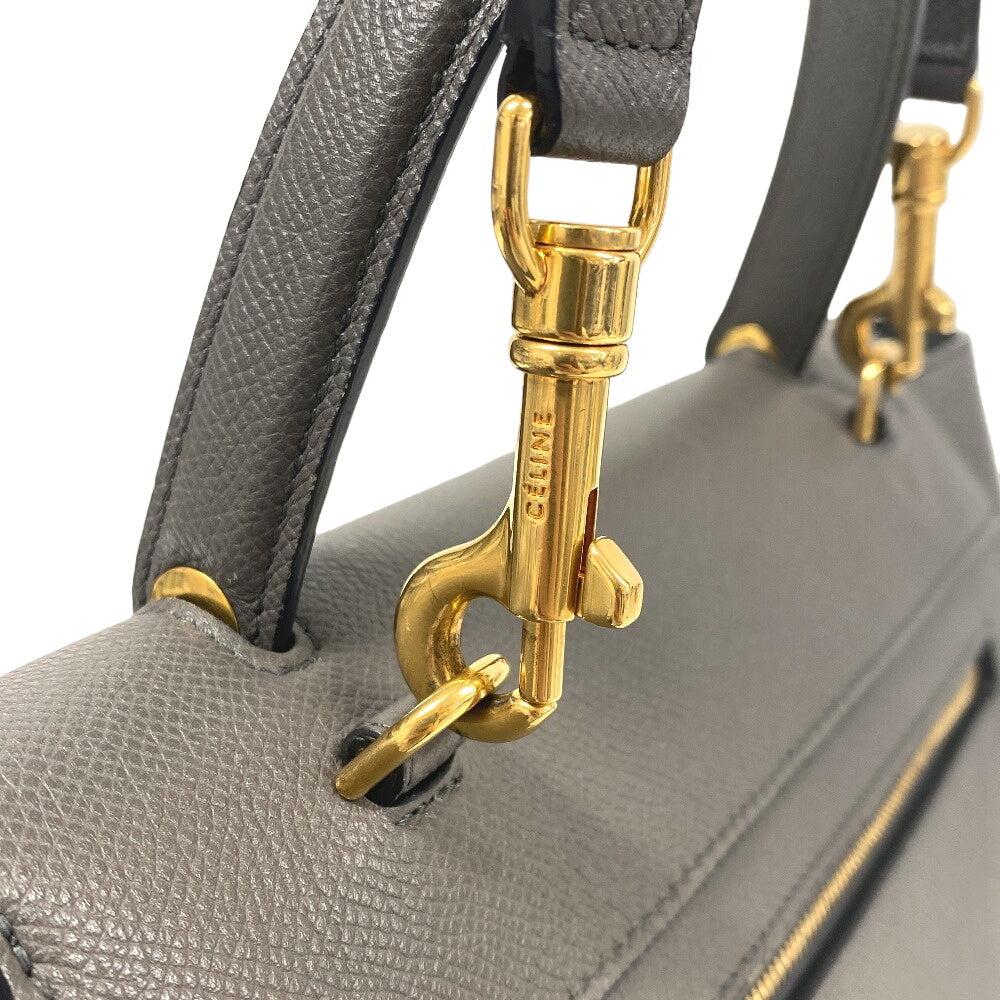 CELINE Handbag leather gray 2WAY Belt bag mini Women Used Authentic