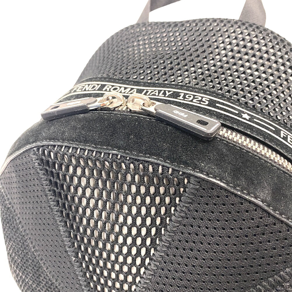 FENDI Backpack 7VZ042 Polyester, Leather black mesh Zucca mens(Unisex) Used Authentic