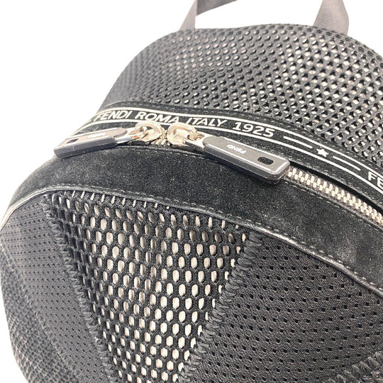 FENDI Backpack 7VZ042 Polyester, Leather black mesh Zucca mens(Unisex) Used Authentic