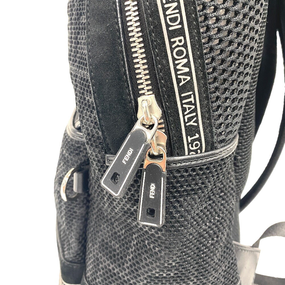 FENDI Backpack 7VZ042 Polyester, Leather black mesh Zucca mens(Unisex) Used Authentic