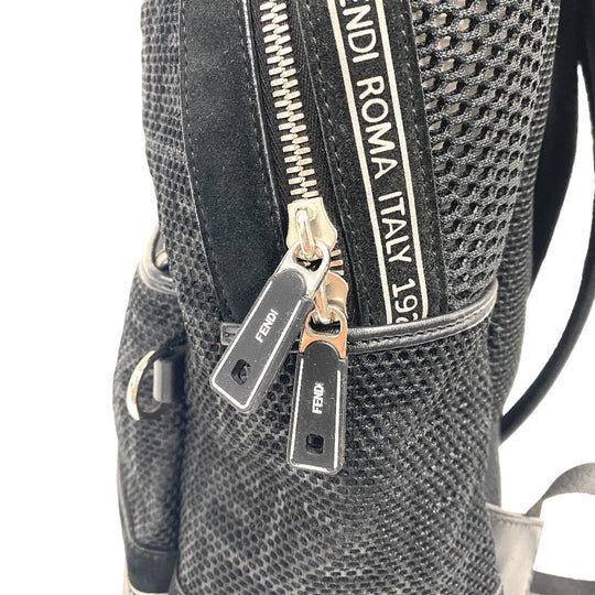 FENDI Backpack 7VZ042 Polyester, Leather black mesh Zucca mens(Unisex) Used Authentic