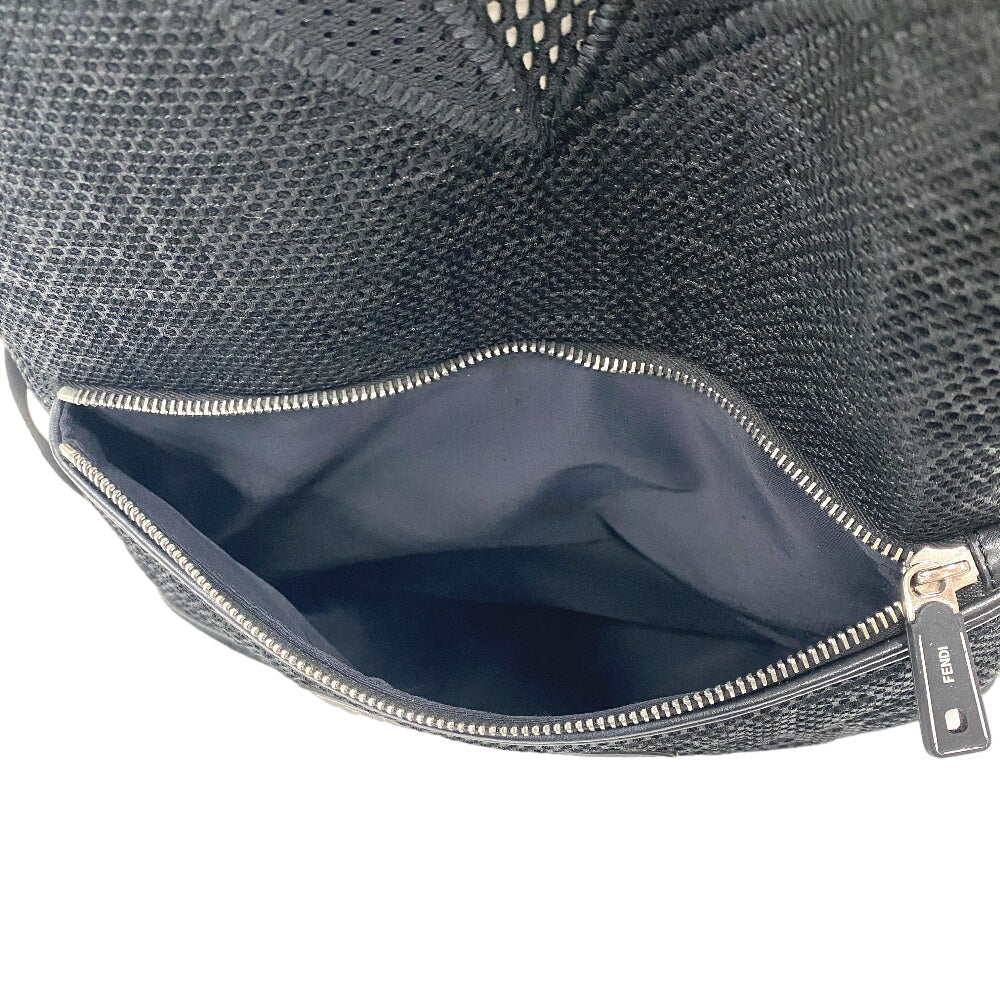 FENDI Backpack 7VZ042 Polyester, Leather black mesh Zucca mens(Unisex) Used Authentic