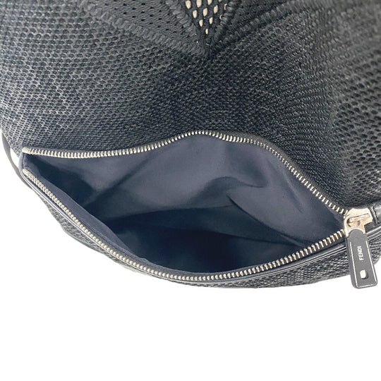 FENDI Backpack 7VZ042 Polyester, Leather black mesh Zucca mens(Unisex) Used Authentic