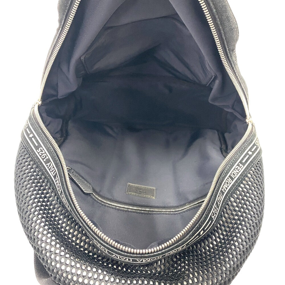 FENDI Backpack 7VZ042 Polyester, Leather black mesh Zucca mens(Unisex) Used Authentic