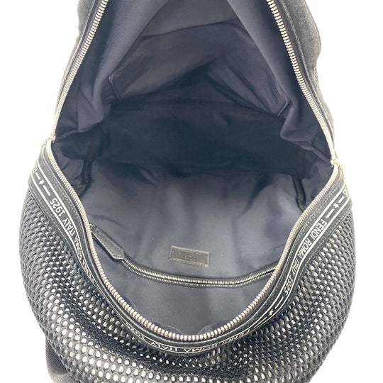 FENDI Backpack 7VZ042 Polyester, Leather black mesh Zucca mens(Unisex) Used Authentic