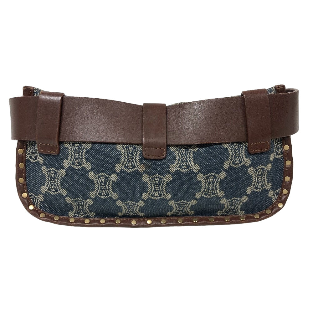 CELINE Sling bag Denim, Leather blue Waist pouch Macadam Triomphe Women Used Authentic