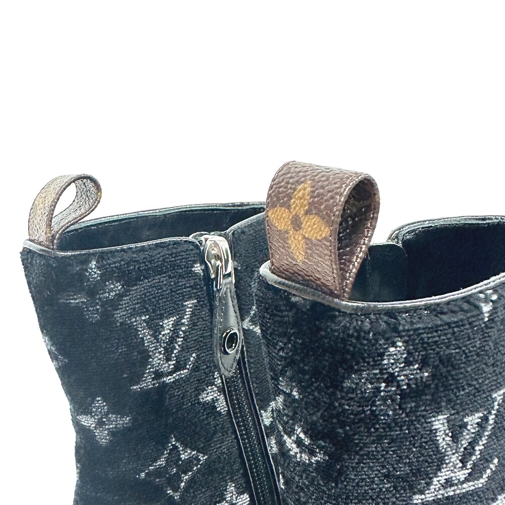 LOUIS VUITTON boots velvet black Monogram Silhouette line 36 1/2