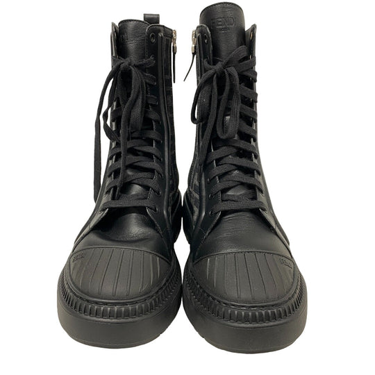 FENDI boots canvas black Short Boots Biker Boots Domino Women 38 Used Authentic
