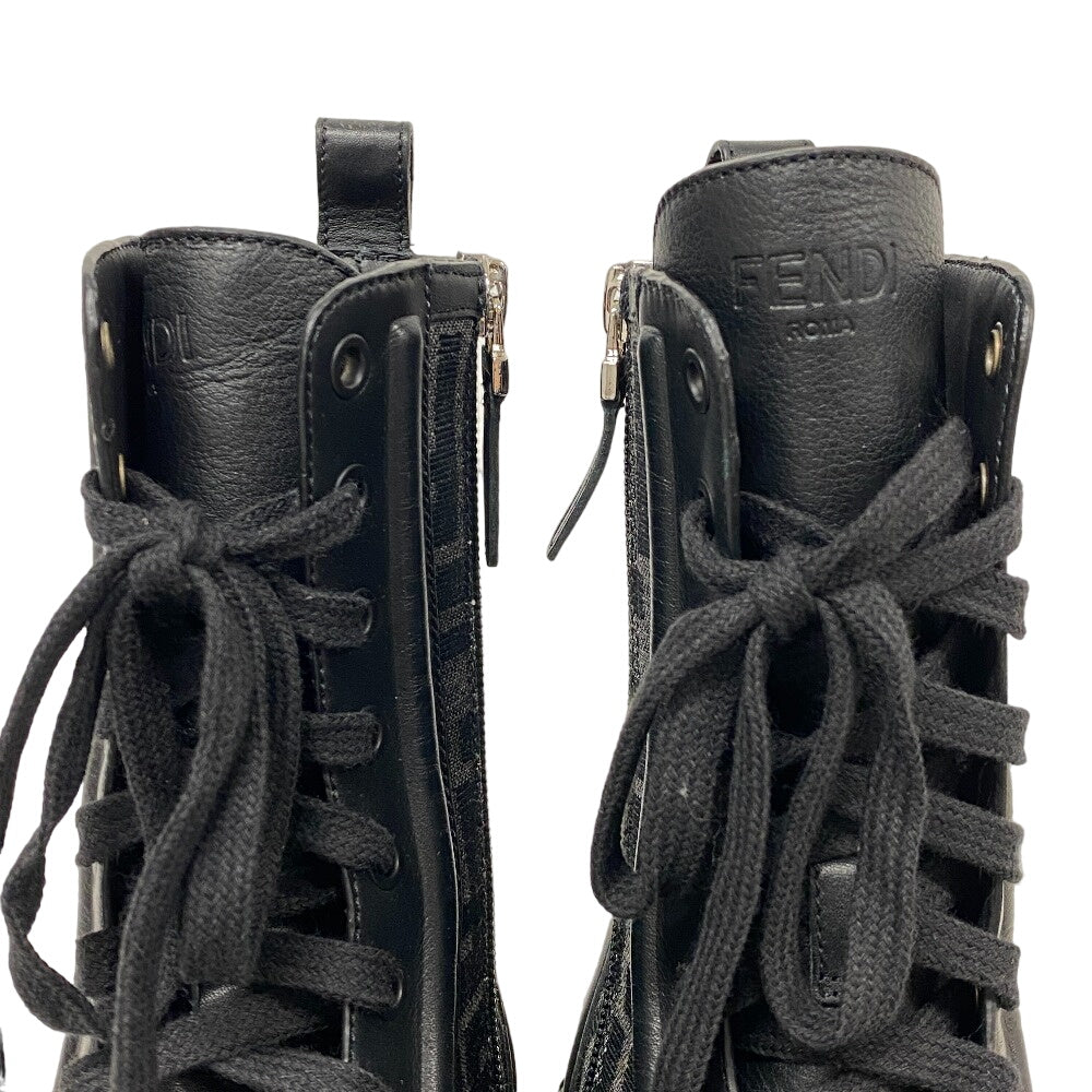 FENDI boots canvas black Short Boots Biker Boots Domino Women 38 Used Authentic