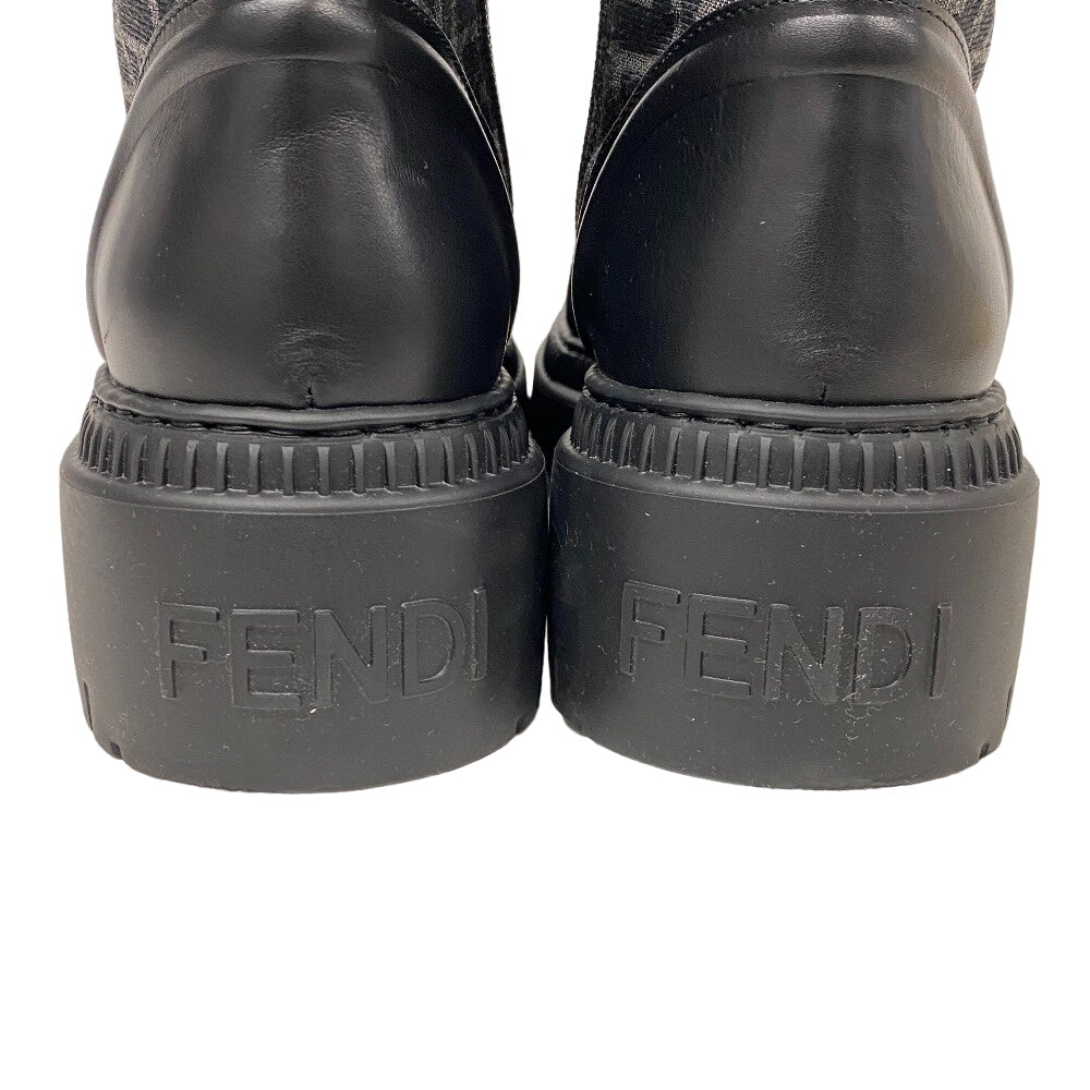 FENDI boots canvas black Short Boots Biker Boots Domino Women 38 Used Authentic