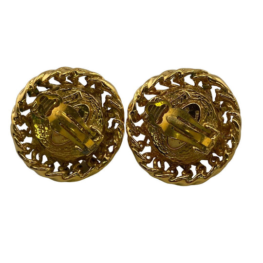 CHANEL Earring Gold Plated gold Fake pearl Women Used Authentic