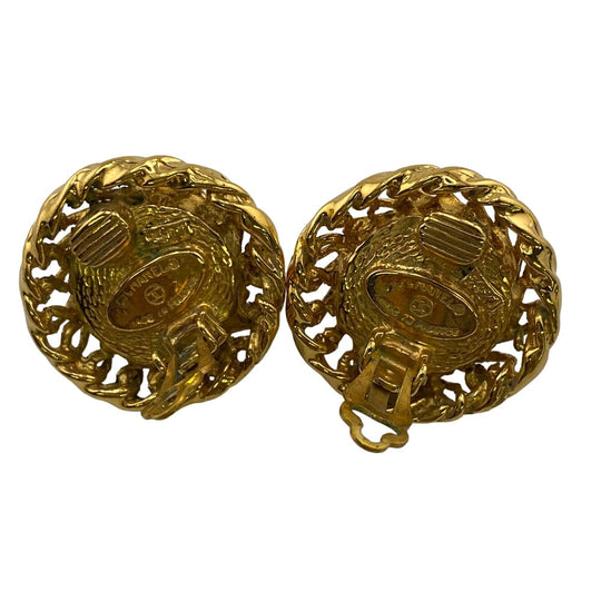 CHANEL Earring Gold Plated gold Fake pearl Women Used Authentic