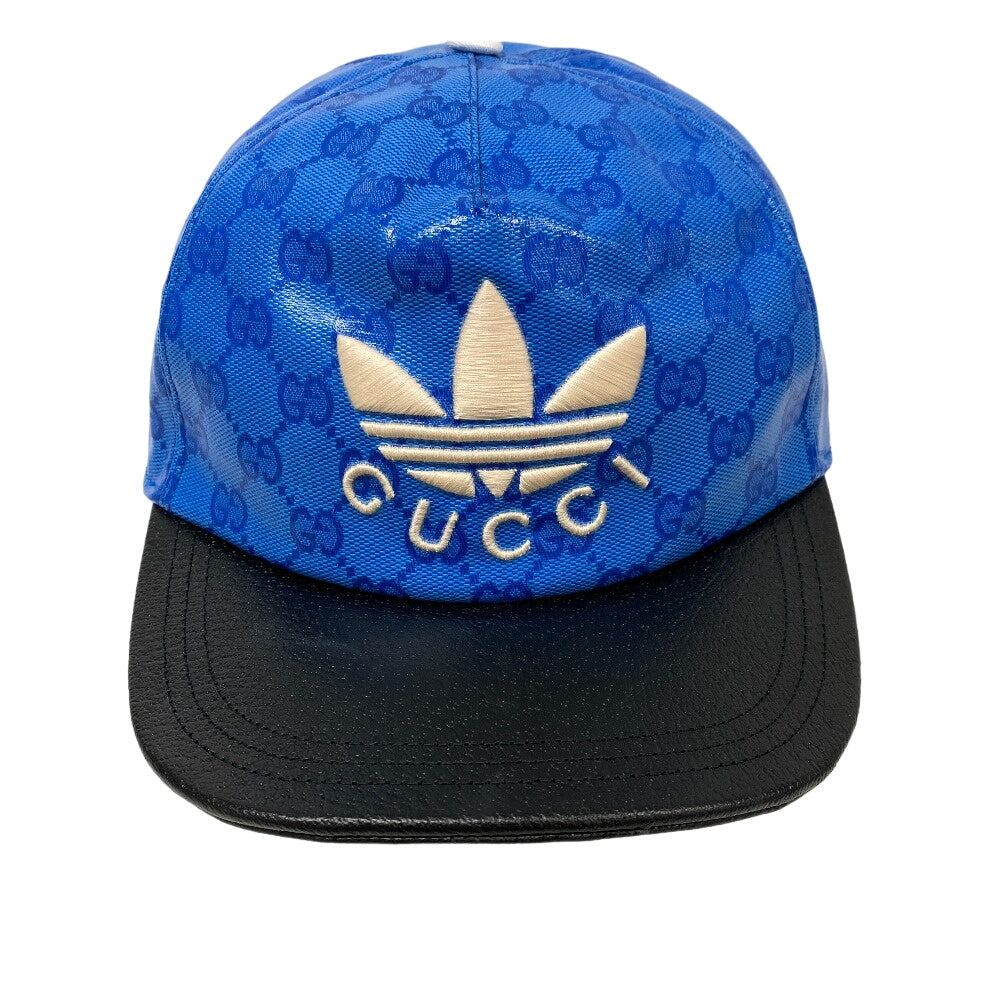 GUCCI cap 724833 4HAUU cotton blue Adidas XL 60 polyamide mens XL 60cm Used Authentic