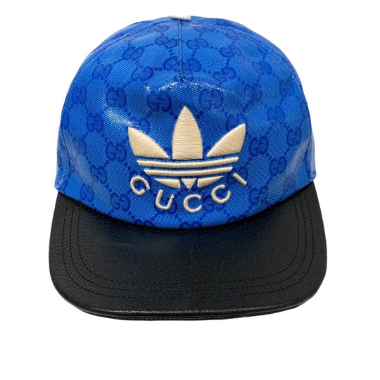 GUCCI cap 724833 4HAUU cotton blue Adidas XL 60 polyamide mens XL 60cm Used Authentic